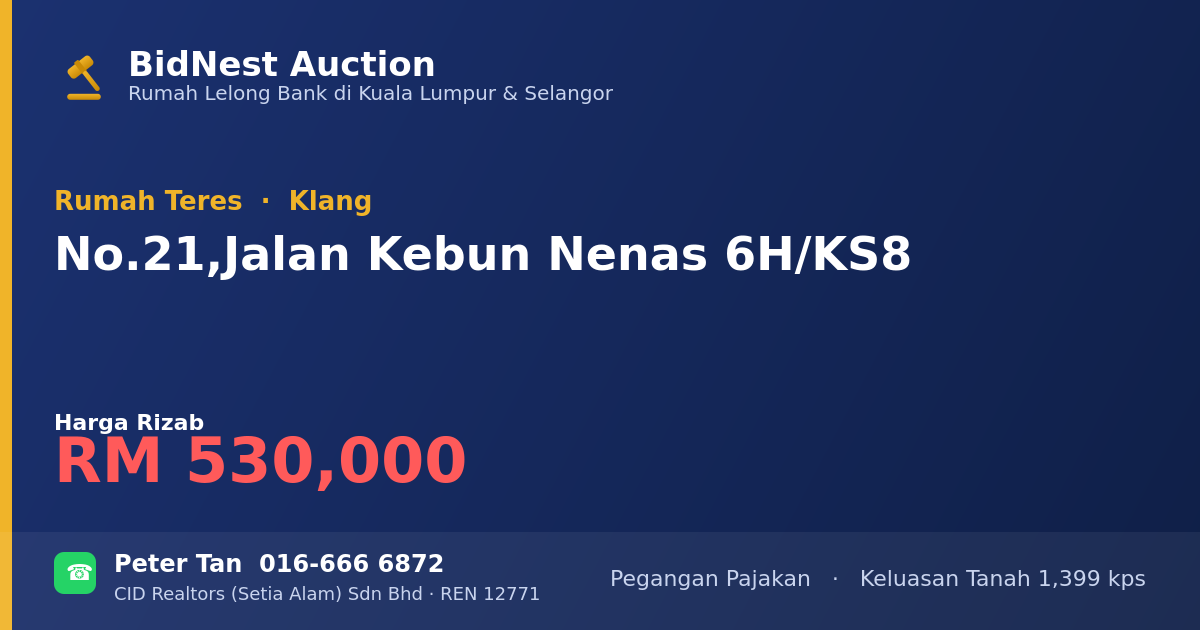 Rumah Teres · No. 21, Jalan Kebun Nenas 6H/KS8
