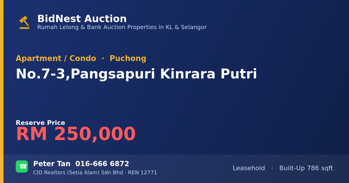 Apartment / Condo · No. 7-3, Pangsapuri Kinrara Putri