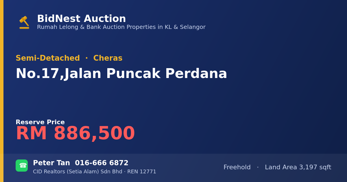 Semi-Detached · No. 17, Jalan Puncak Perdana