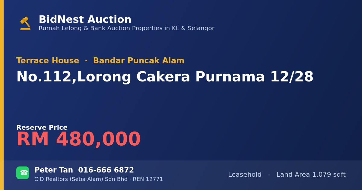 Terrace House · No. 112, Lorong Cakera Purnama 12/28