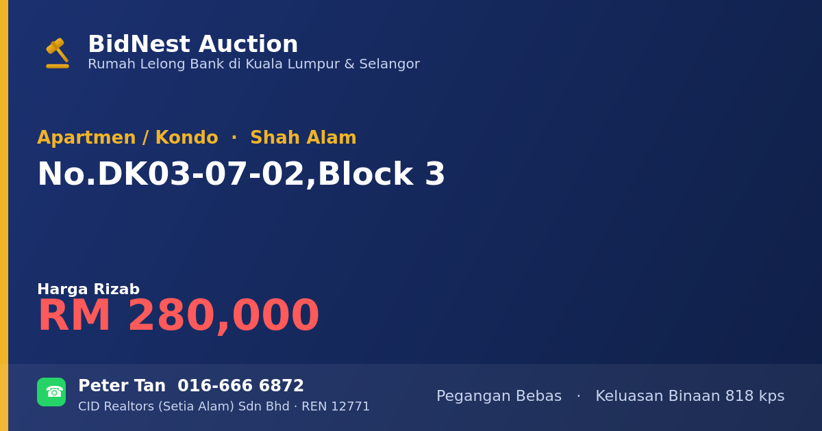 Apartmen / Kondo · No. DK03-07-02, Block 3