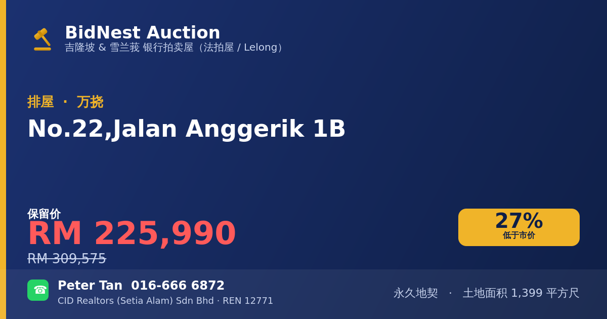 排屋 · No. 22, Jalan Anggerik 1B