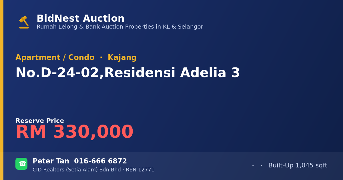 Apartment / Condo · No. D-24-02, Residensi Adelia 3