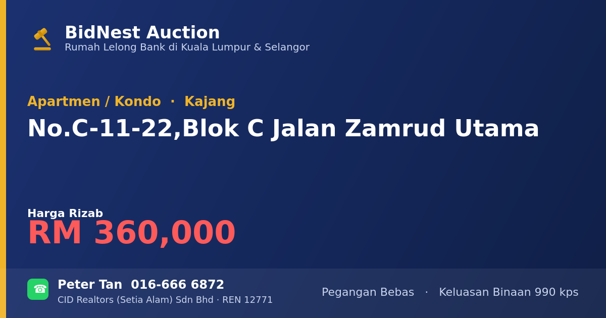Apartmen / Kondo · No. C-11-22, Blok C Jalan Zamrud Utama