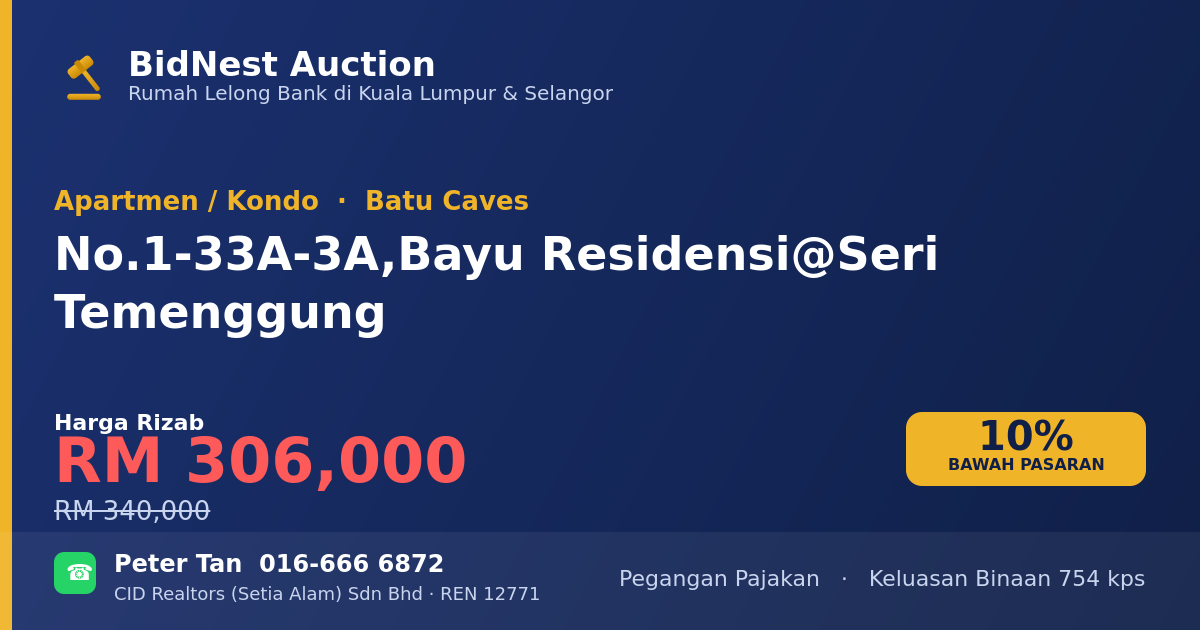 Apartmen / Kondo · No. 1-33A-3A, Bayu Residensi @ Seri Temenggung
