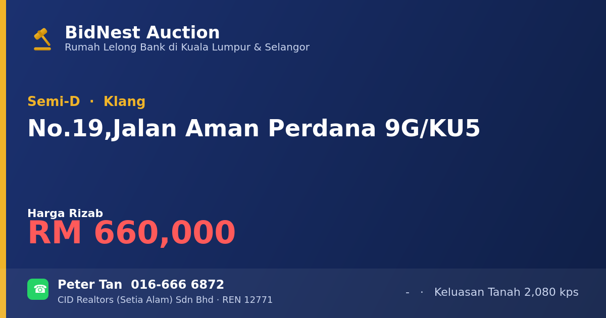 Semi-D · No. 19, Jalan Aman Perdana 9G/KU5