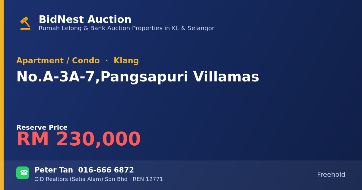 Apartment / Condo · No. A-3A-7, Pangsapuri Villamas