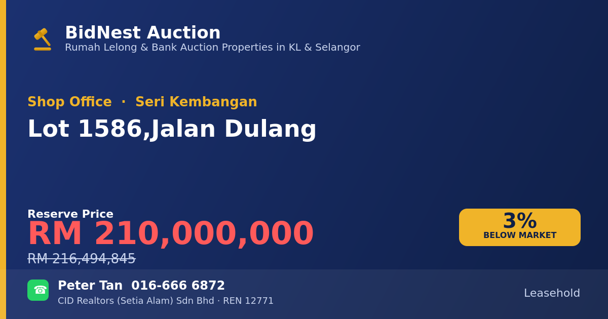 Shop Office · Lot 1586, Jalan Dulang