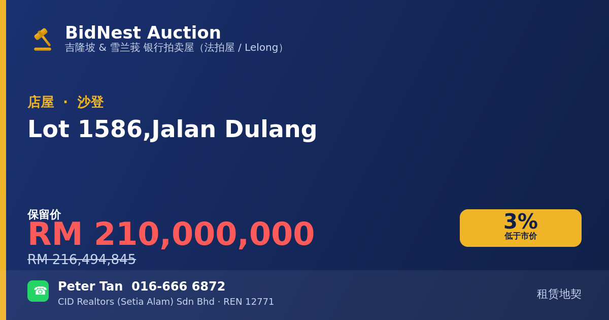 店屋 · Lot 1586, Jalan Dulang