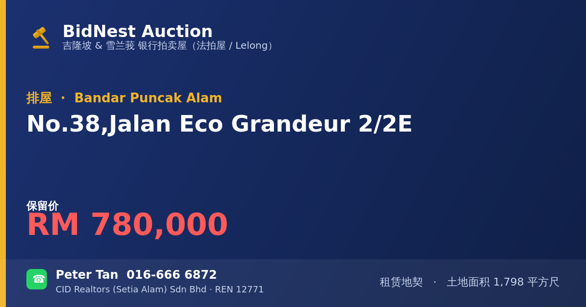 排屋 · No. 38, Jalan Eco Grandeur 2/2E