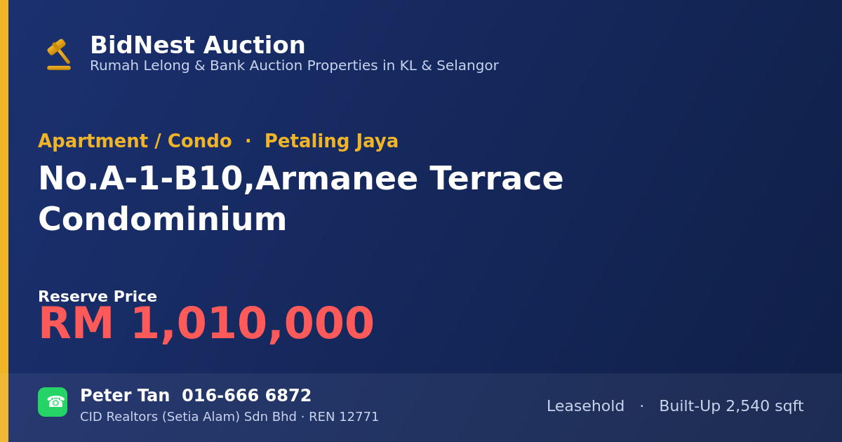 Apartment / Condo · No. A-1-B10, Armanee Terrace Condominium