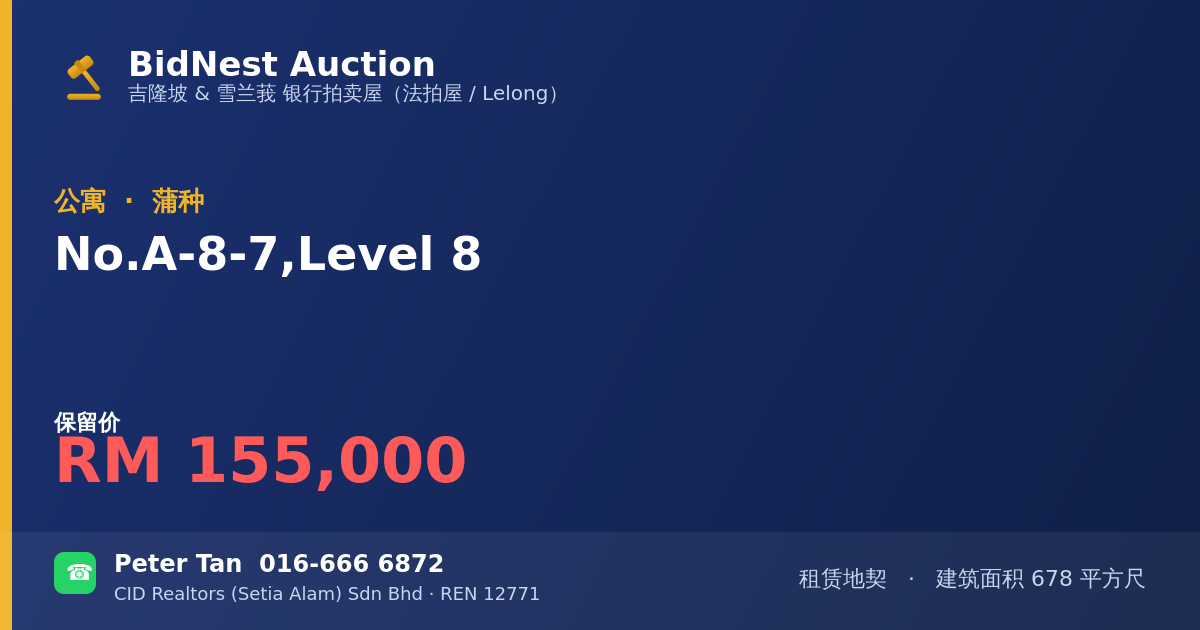 公寓 · No. A-8-7, Level 8