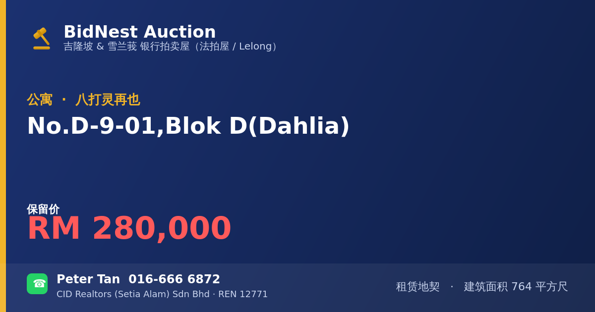 公寓 · No. D-9-01, Blok D (Dahlia)