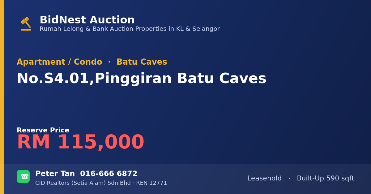 Apartment / Condo · No. S4.01, Pinggiran Batu Caves