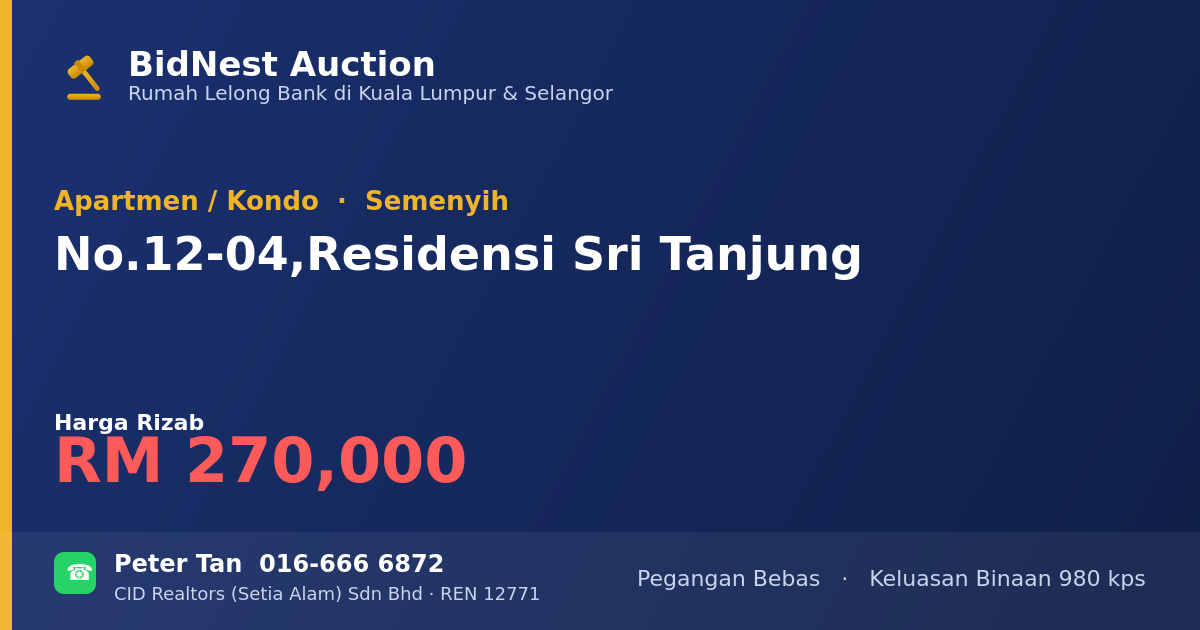 Apartmen / Kondo · No. 12-04, Residensi Sri Tanjung