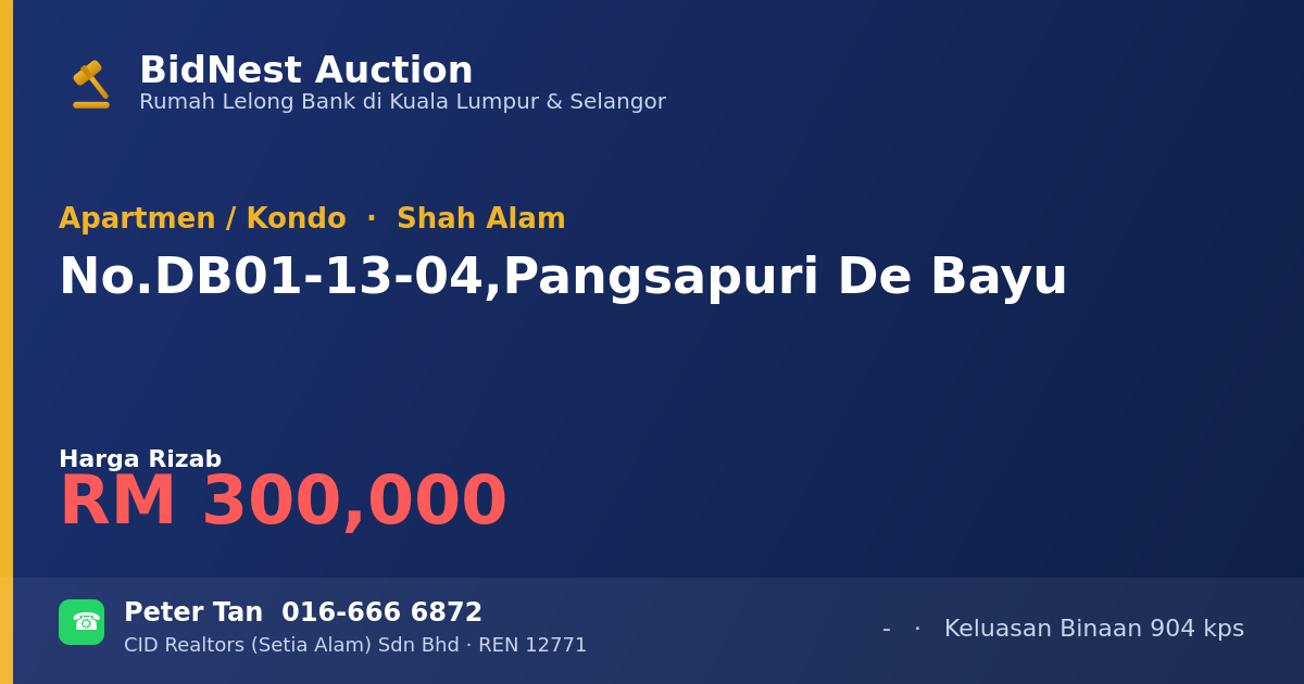 Apartmen / Kondo · No. DB01-13-04, Pangsapuri De Bayu