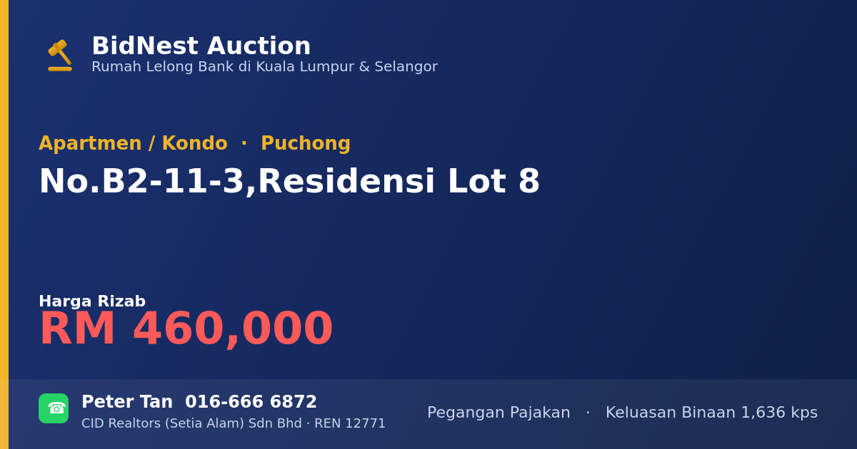 Apartmen / Kondo · No. B2-11-3, Residensi Lot 8