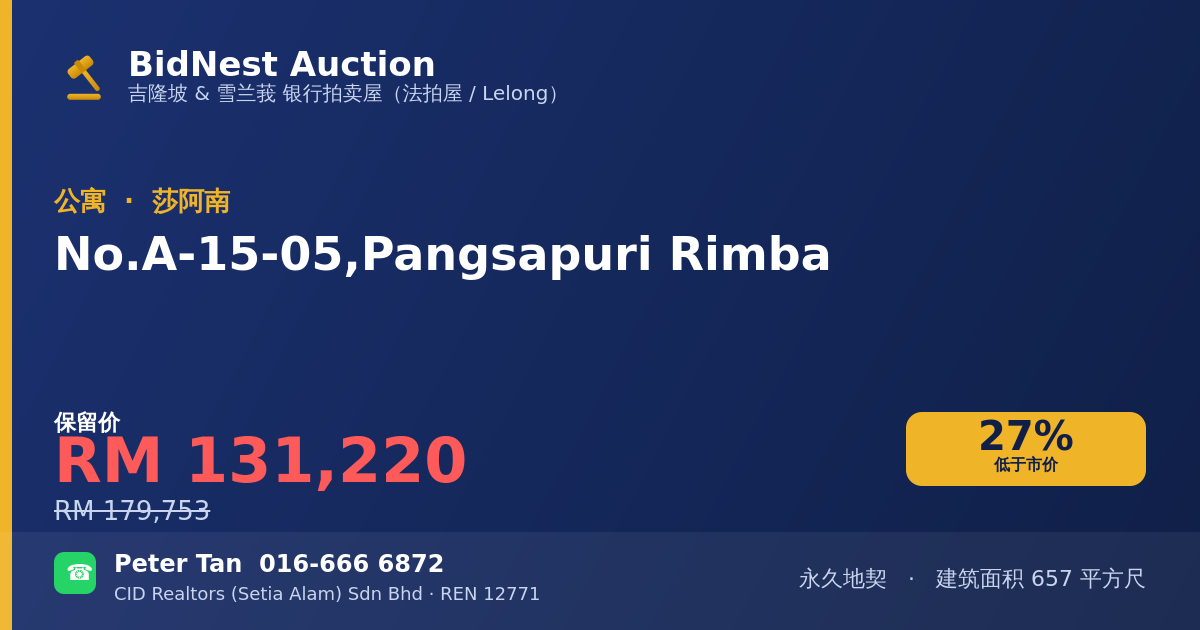 公寓 · No. A-15-05, Pangsapuri Rimba