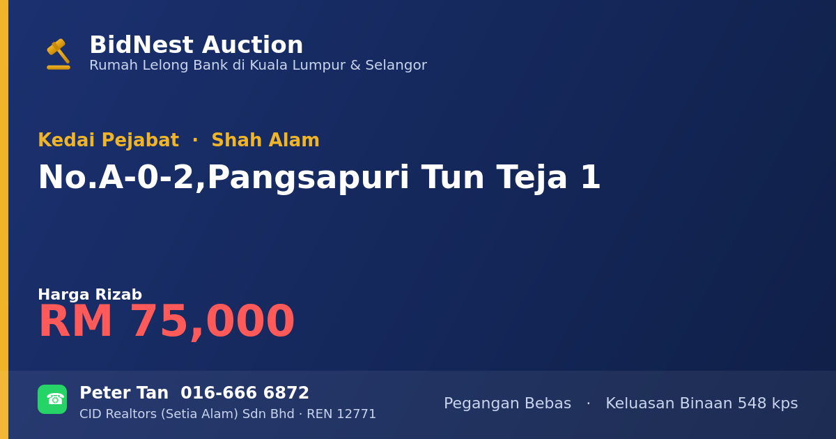 Kedai Pejabat · No. A-0-2, Pangsapuri Tun Teja 1