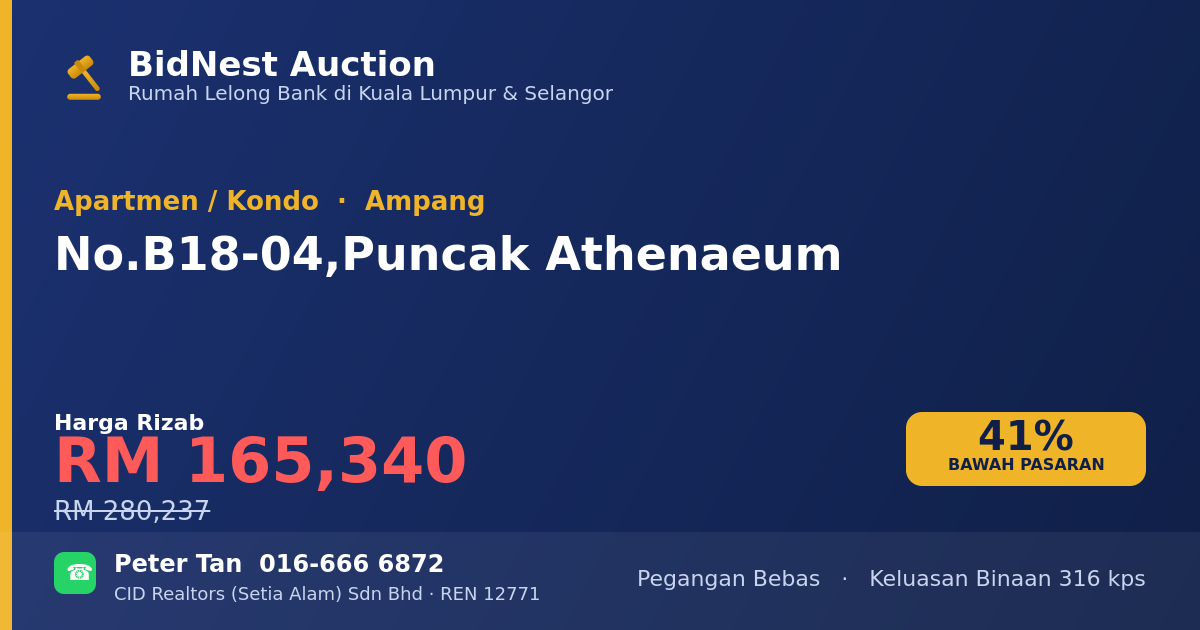Apartmen / Kondo · No. B18-04, Puncak Athenaeum