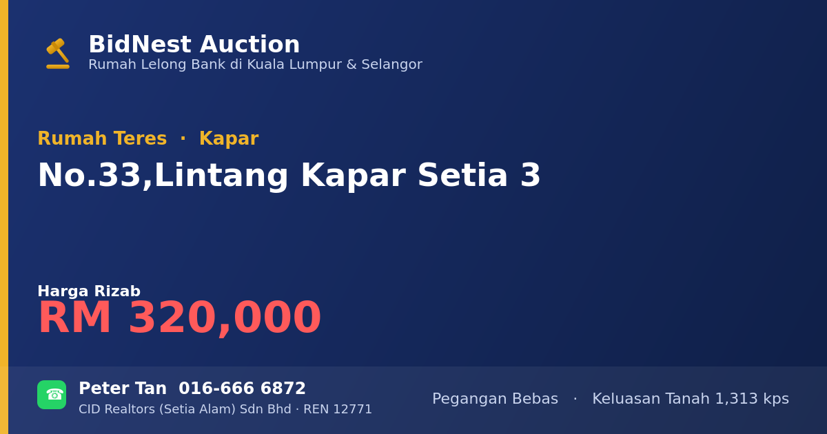 Rumah Teres · No. 33, Lintang Kapar Setia 3