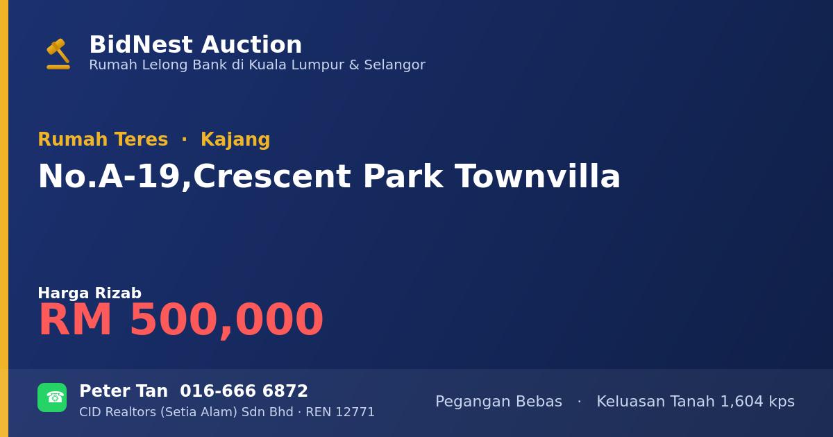 Rumah Teres · No. A-19, Crescent Park Townvilla