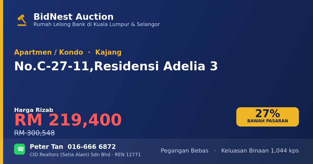 Apartmen / Kondo · No. C-27-11, Residensi Adelia 3