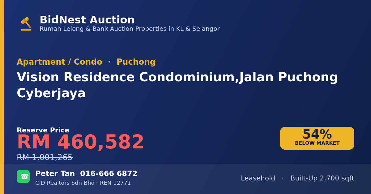 Apartment / Condo · Vision Residence Condominium, Jalan Puchong Cyberjaya