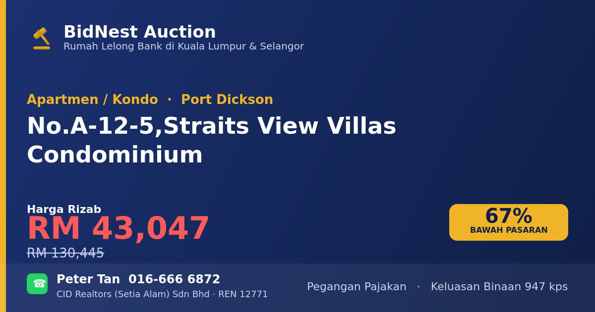 Apartmen / Kondo · No. A-12-5, Straits View Villas Condominium