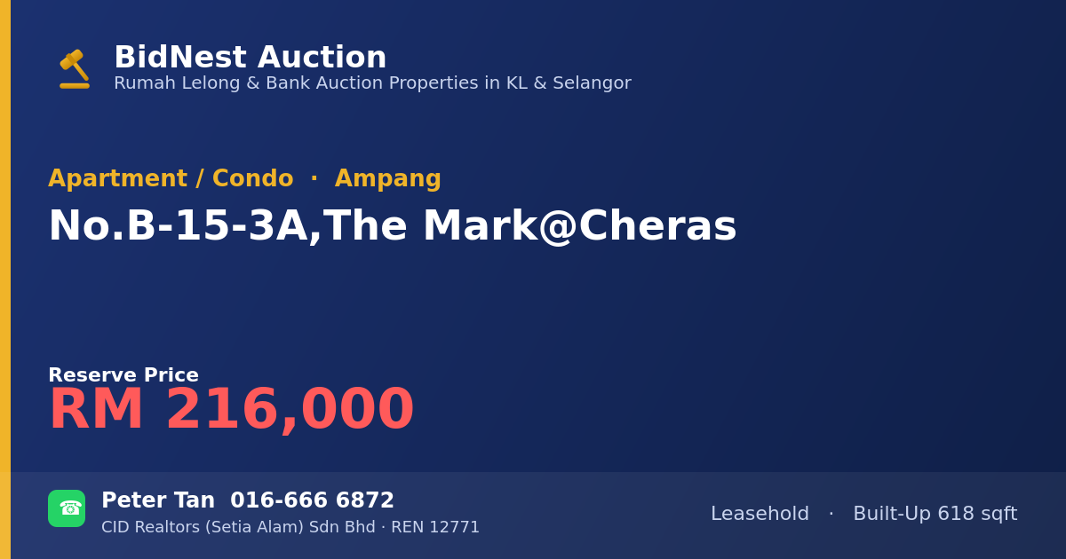 Apartment / Condo · No. В-15-3А, The Mark @ Cheras