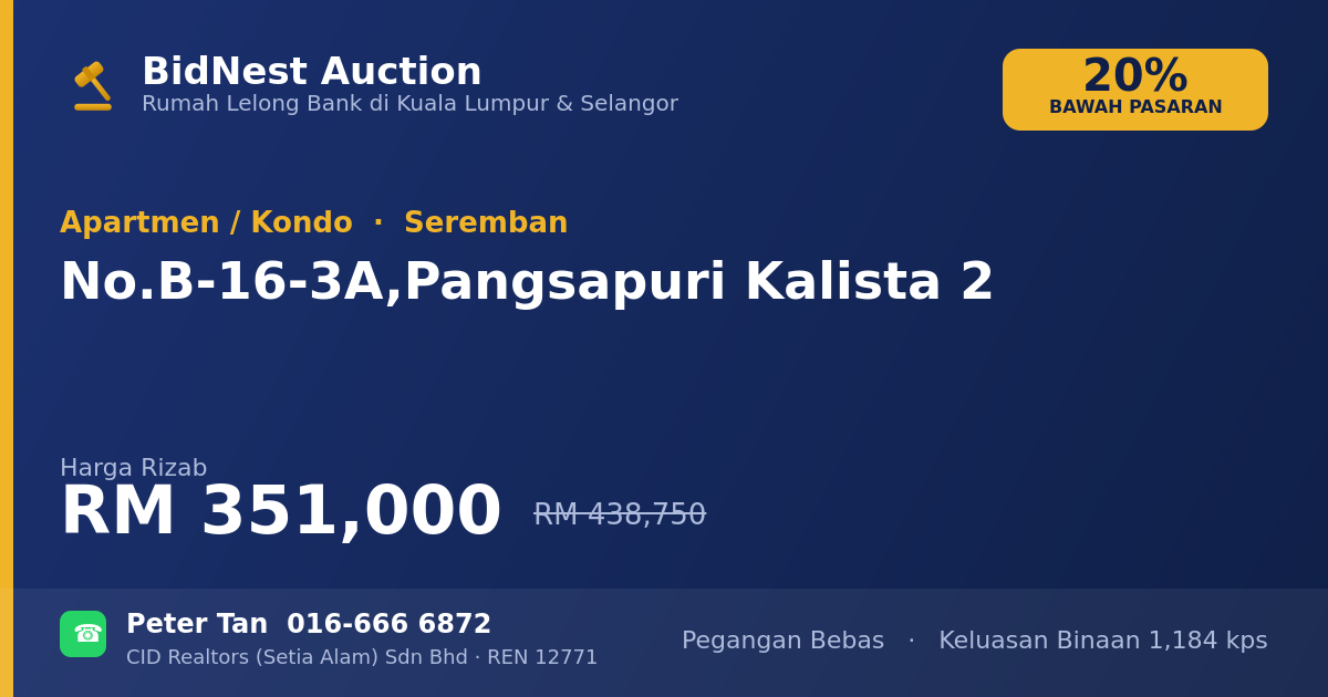 Apartmen / Kondo · No. B-16-3A, Pangsapuri Kalista 2