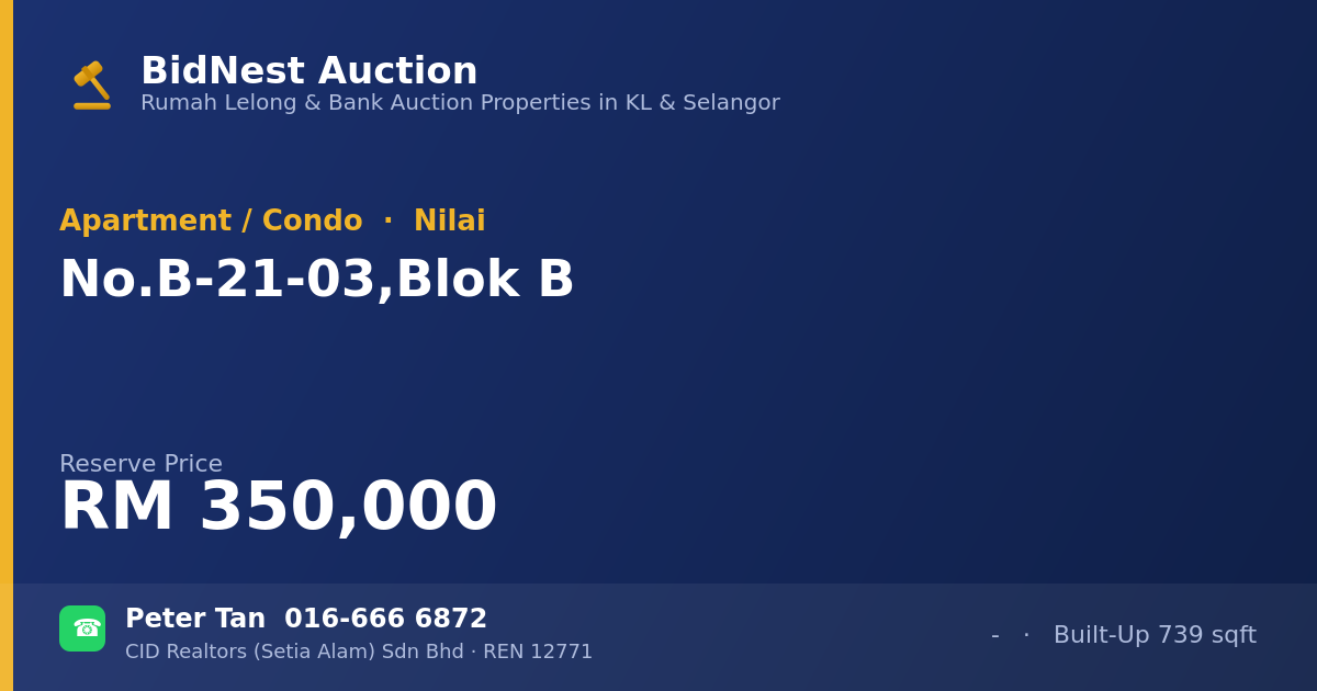 Apartment / Condo · No. B-21-03, Blok B