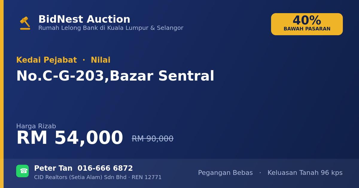 Kedai Pejabat · No. C-G-203, Bazar Sentral