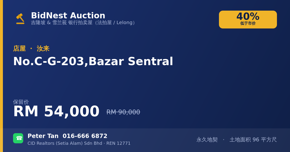 店屋 · No. C-G-203, Bazar Sentral