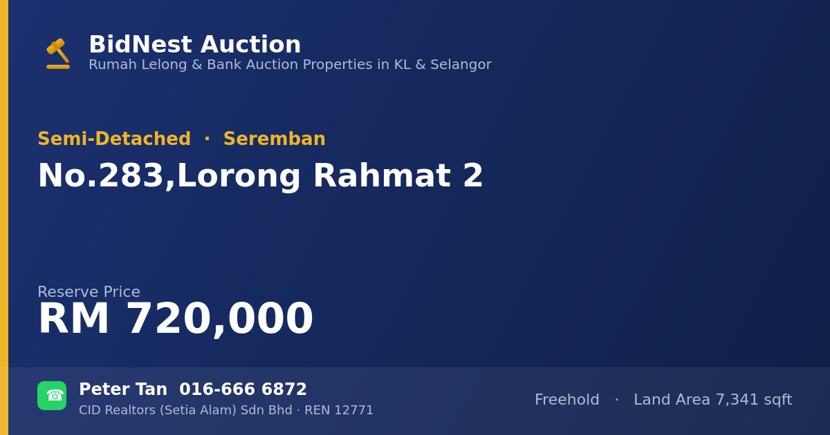Semi-Detached · No. 283, Lorong Rahmat 2