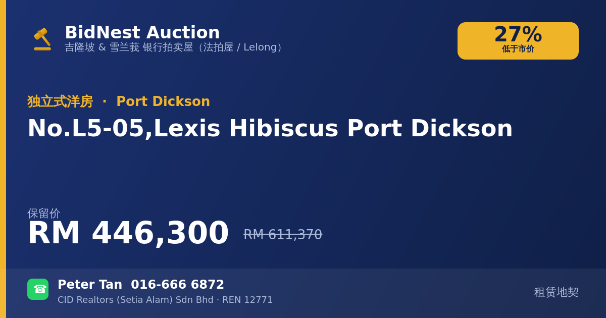 独立式洋房 · No. L5-05, Lexis Hibiscus Port Dickson