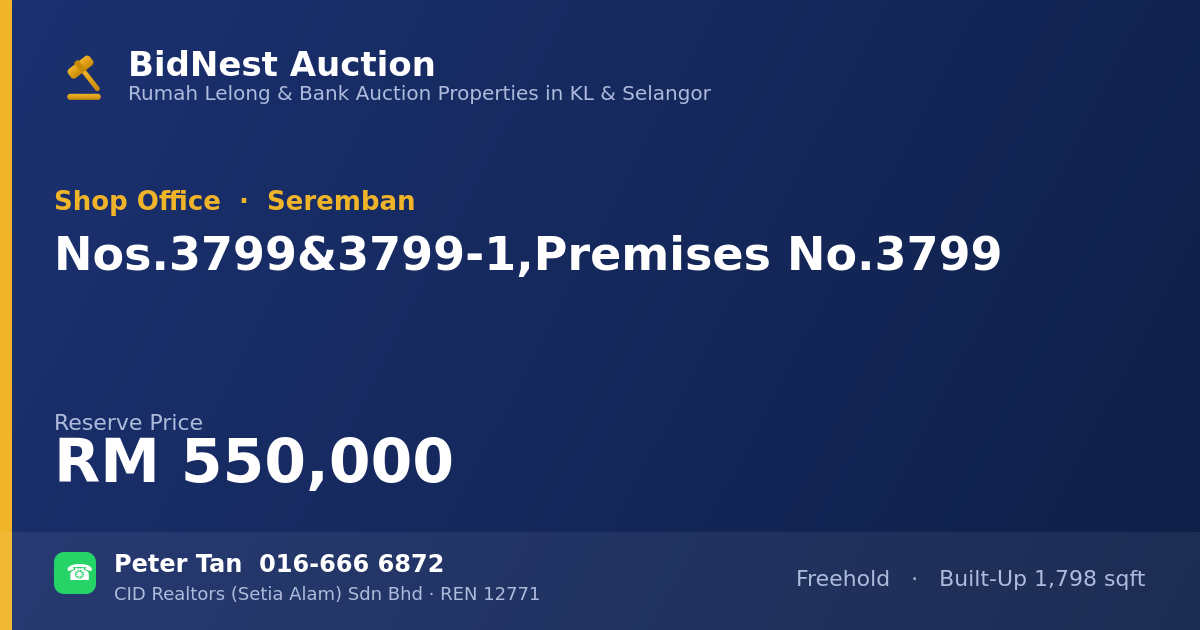 Shop Office · Nos. 3799 & 3799-1, Premises No. 3799
