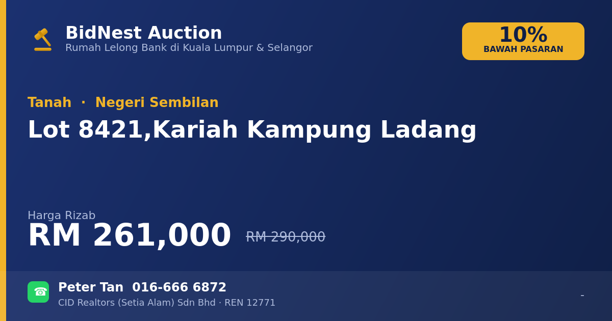 Tanah · Lot 8421, Kariah Kampung Ladang