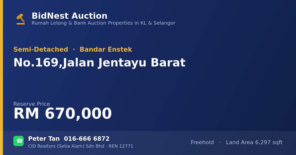 Semi-Detached · No. 169, Jalan Jentayu Barat