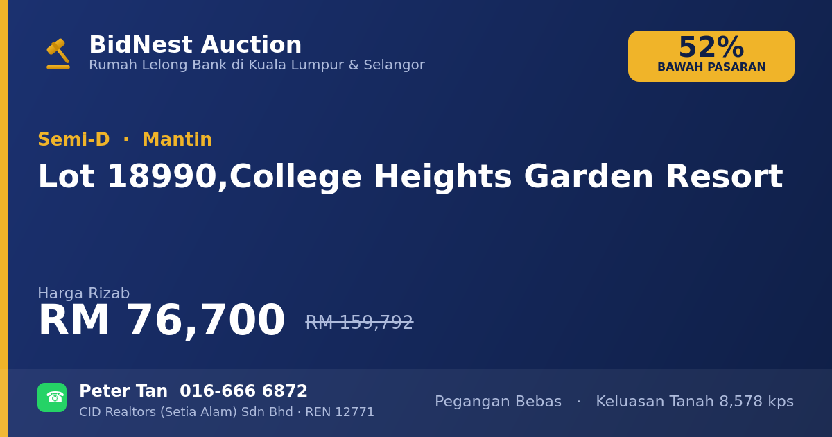 Semi-D · Lot 18990, College Heights Garden Resort
