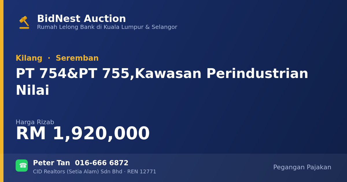 Kilang · PT 754 & PT 755, Kawasan Perindustrian Nilai