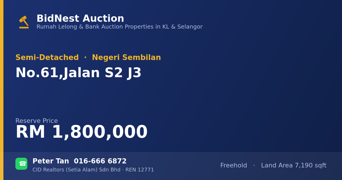 Semi-Detached · No. 61, Jalan S2 J3
