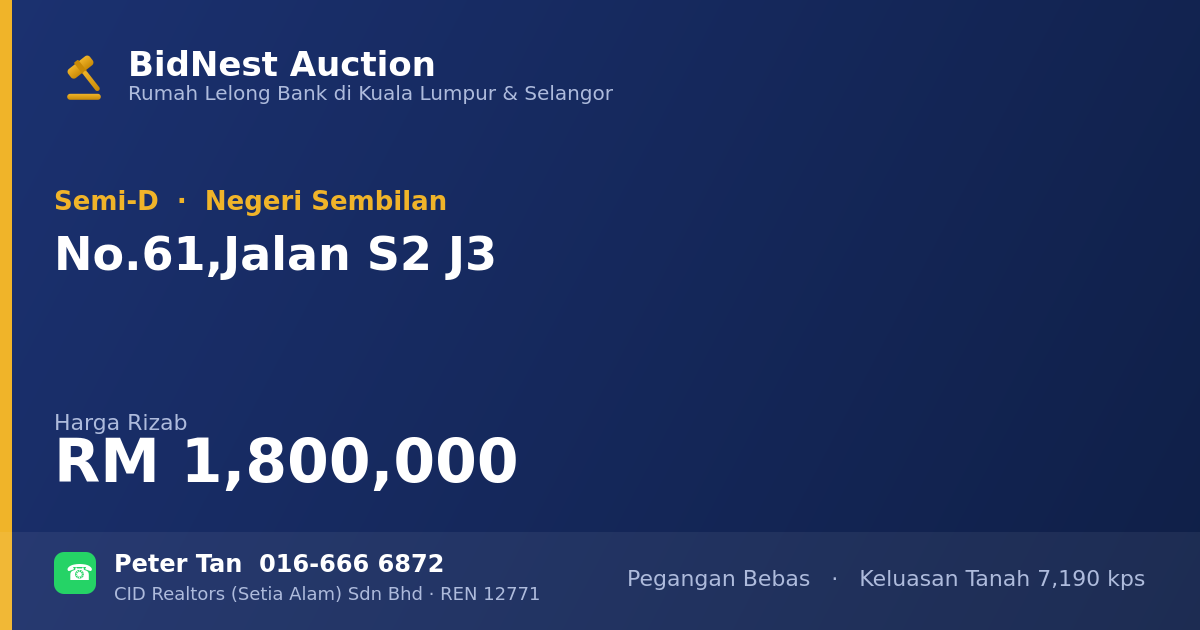 Semi-D · No. 61, Jalan S2 J3