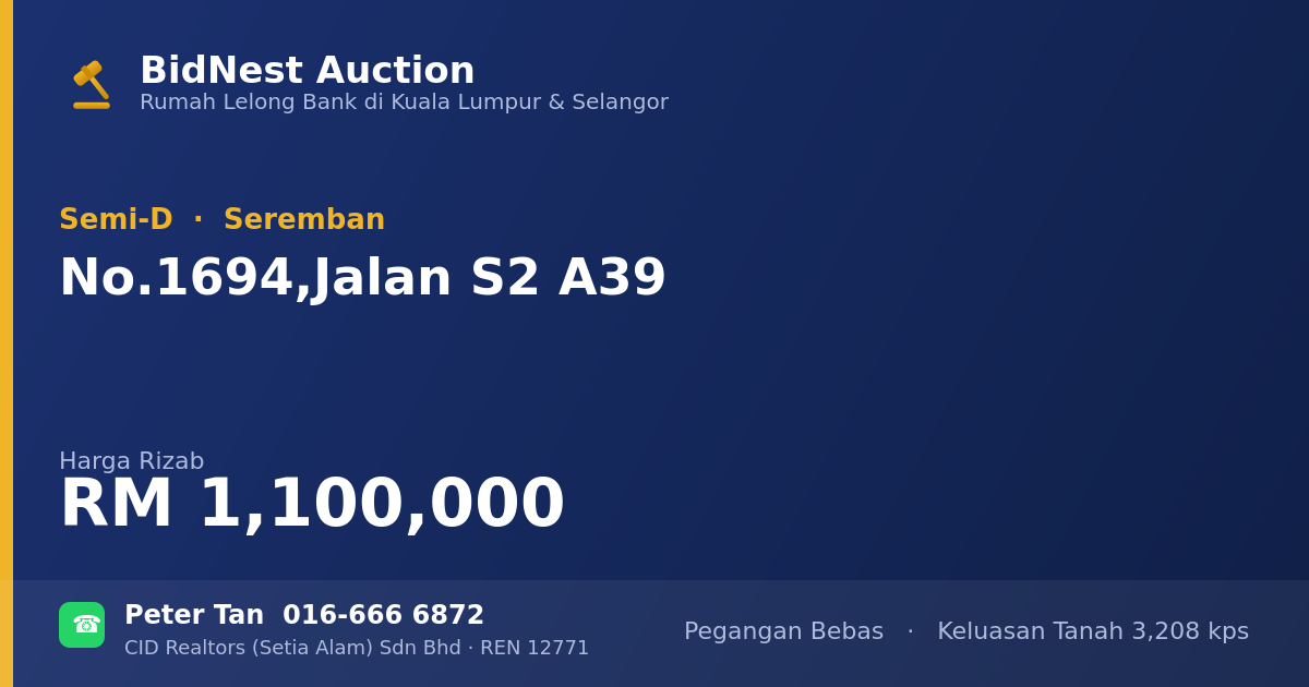 Semi-D · No. 1694, Jalan S2 A39