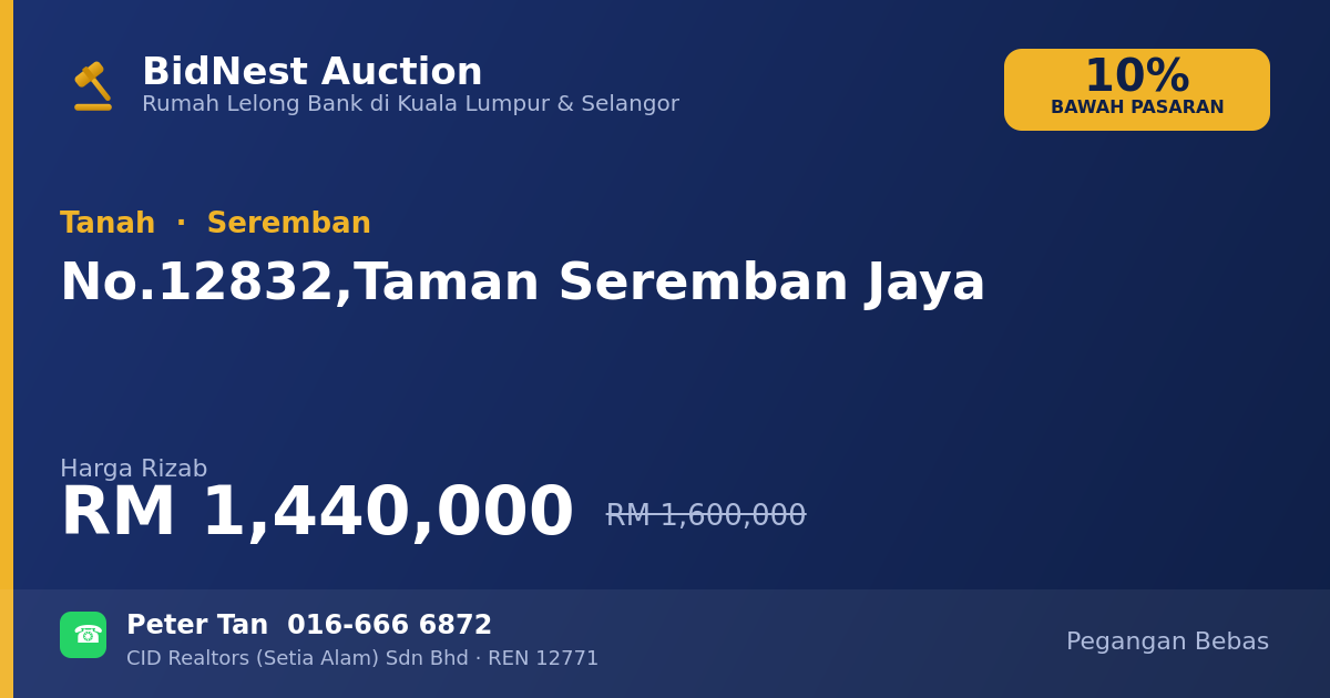 Tanah · No. 12832, Taman Seremban Jaya