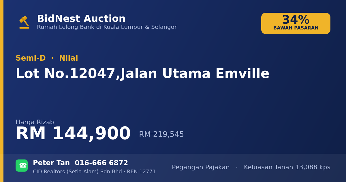 Semi-D · Lot No. 12047, Jalan Utama Emville