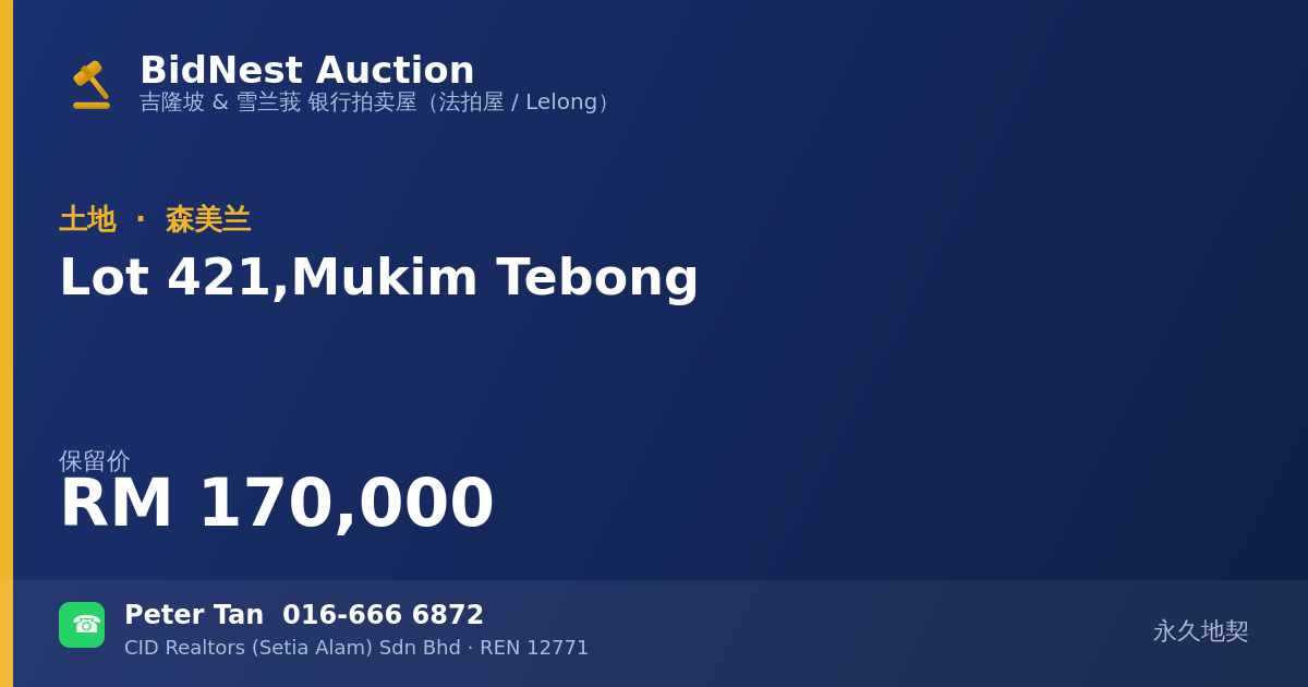 土地 · Lot 421, Mukim Tebong