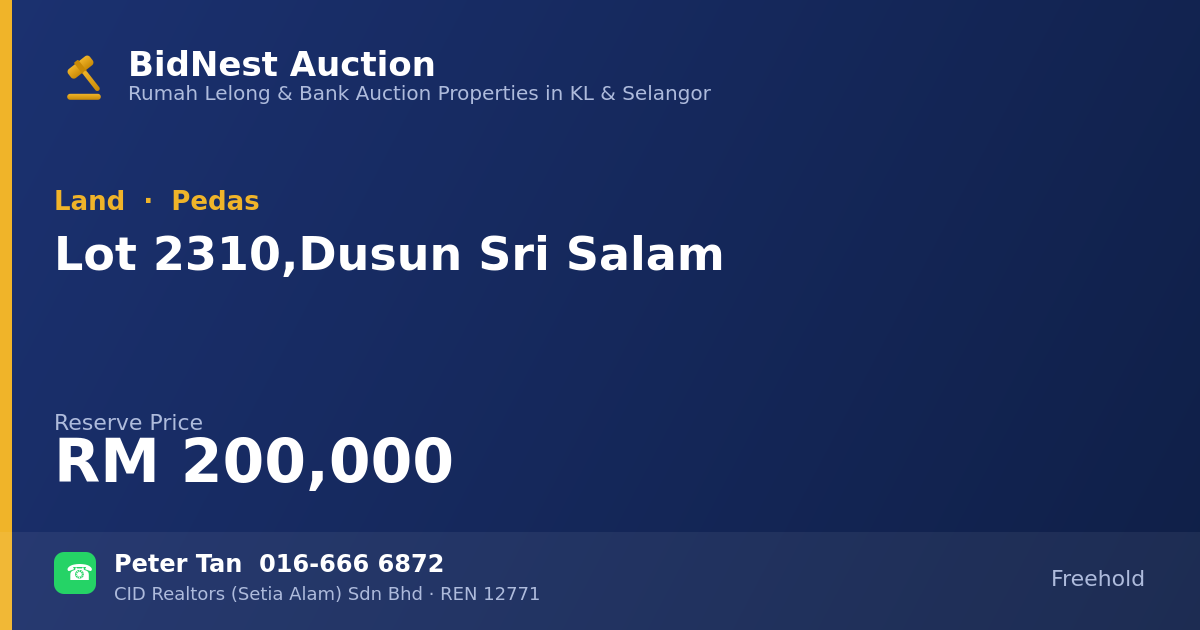 Land · Lot 2310, Dusun Sri Salam