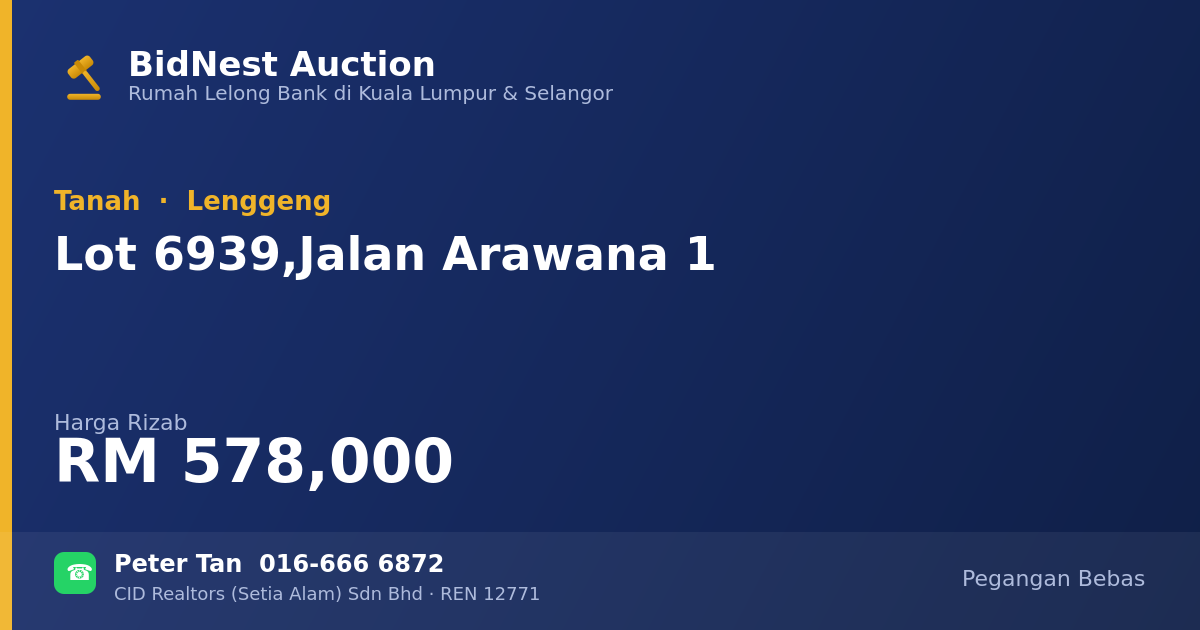 Tanah · Lot 6939, Jalan Arawana 1