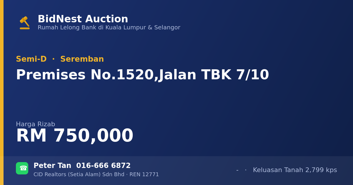 Semi-D · Premises No. 1520, Jalan TBK 7/10